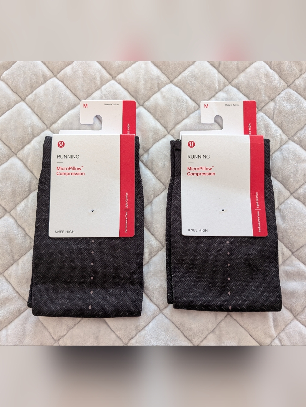 NWT 2 pairs, Lululemon MicroPillow Compression Socks, Knee High, Size Medium - Picture 2 of 5
